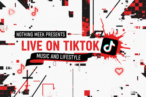 NOTHING MEEK PRESENTS LIVE ON TIKTOK, MUSIC AND LIFE STYLE, BLACK, RED AND WHITE BACK GROUND